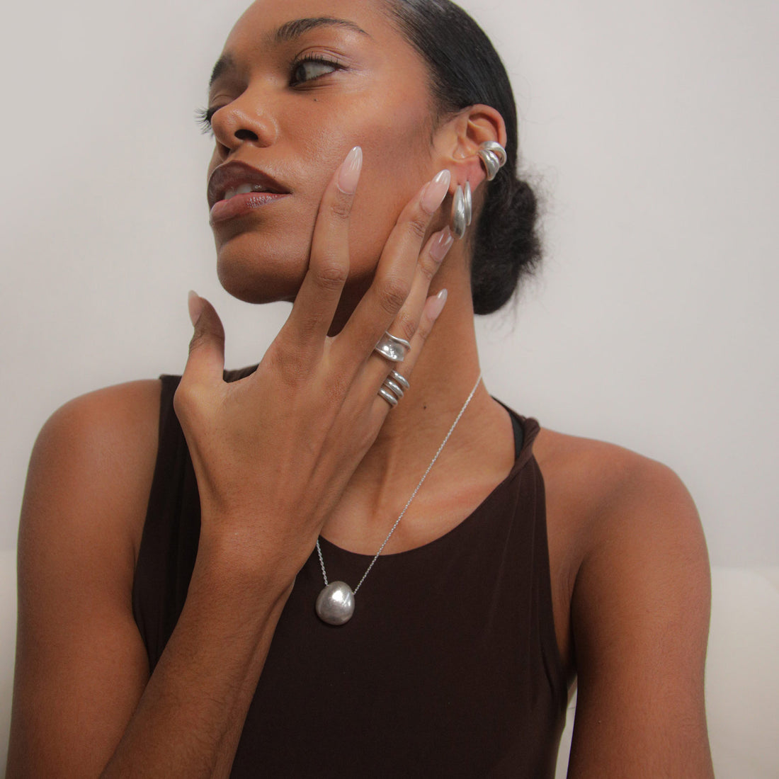 Charlotte x YOJ Molten Curve Ring in Silver