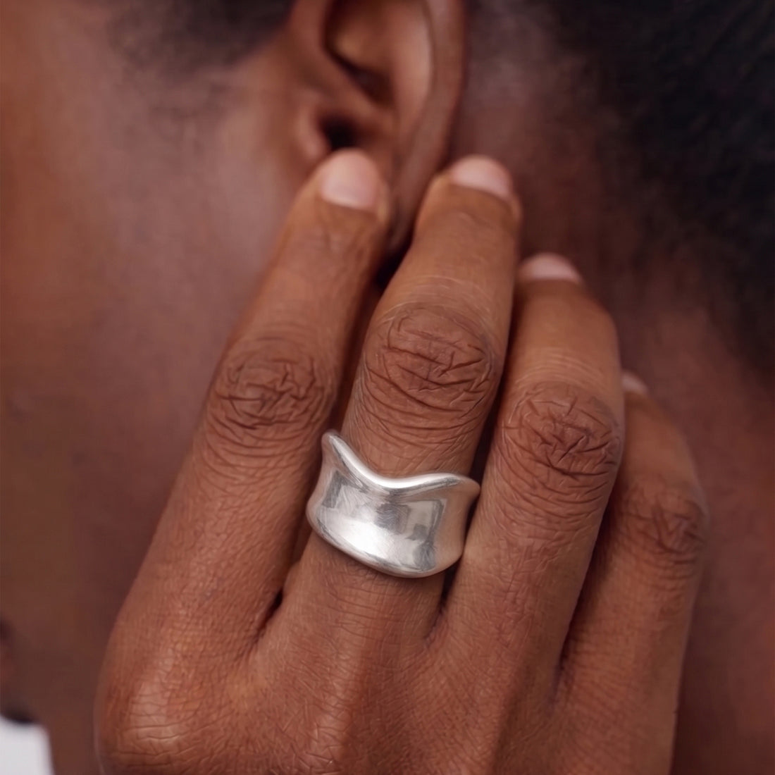 Molten Curve Ring in Silver