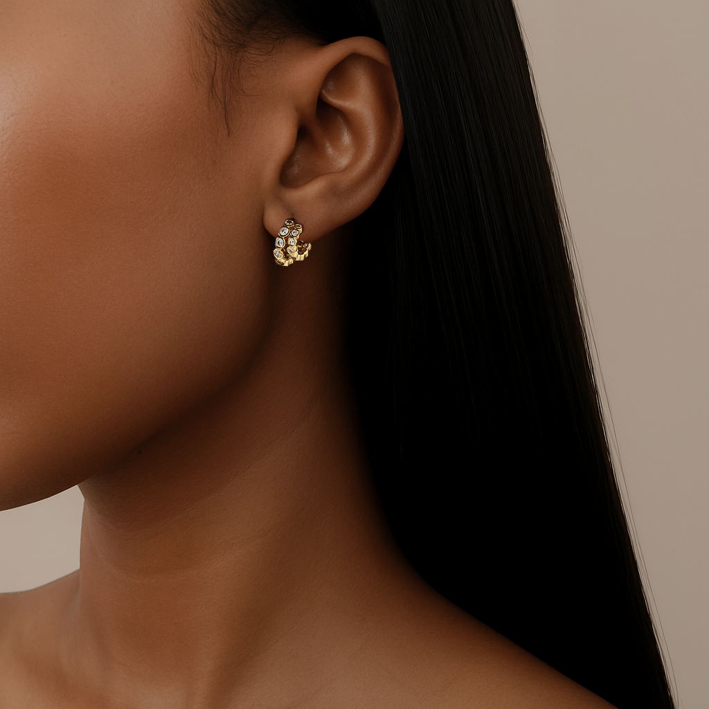 Avert Mini Crystal Double Hoop Earrings in Gold