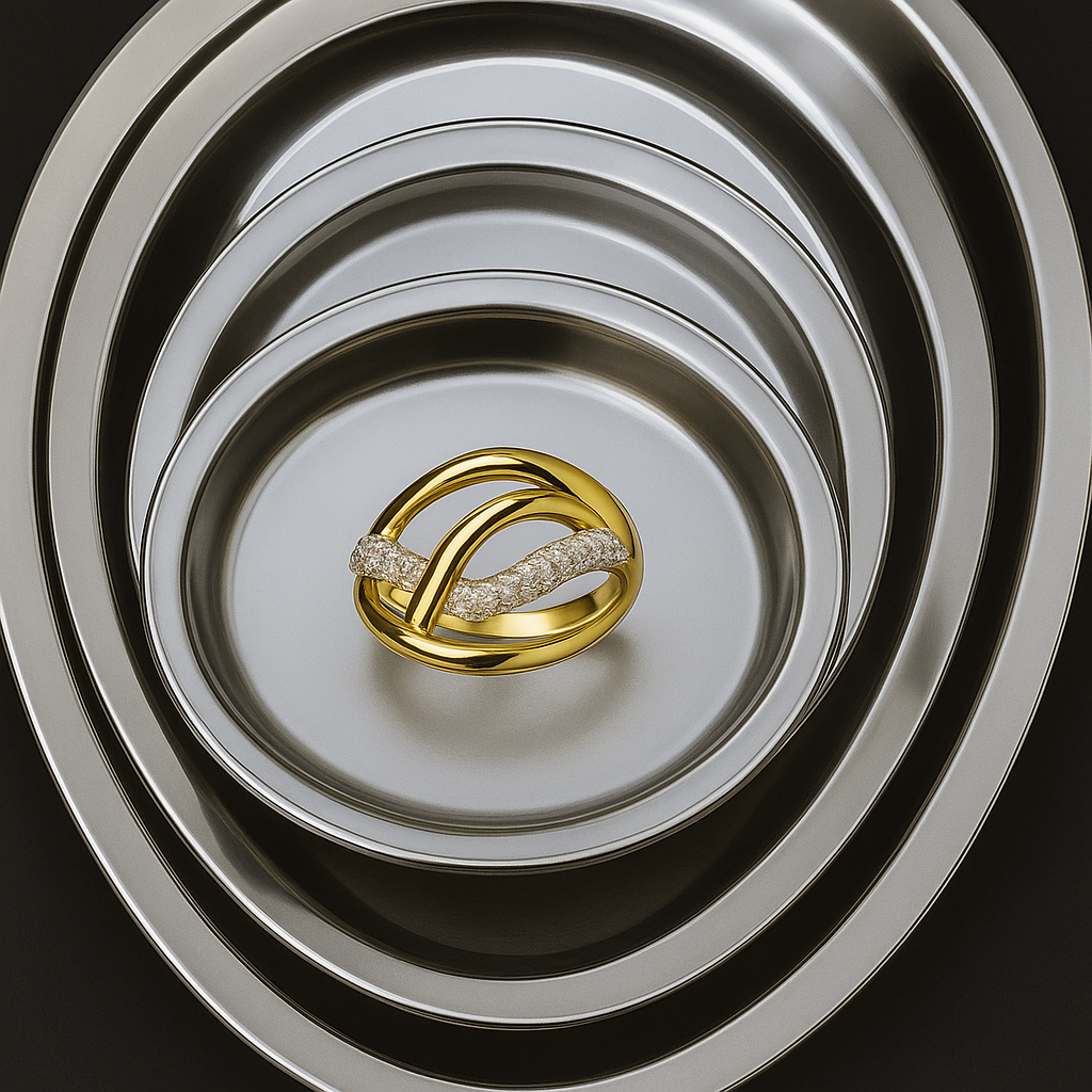 Barel Pave Ring in Gold & Crystals