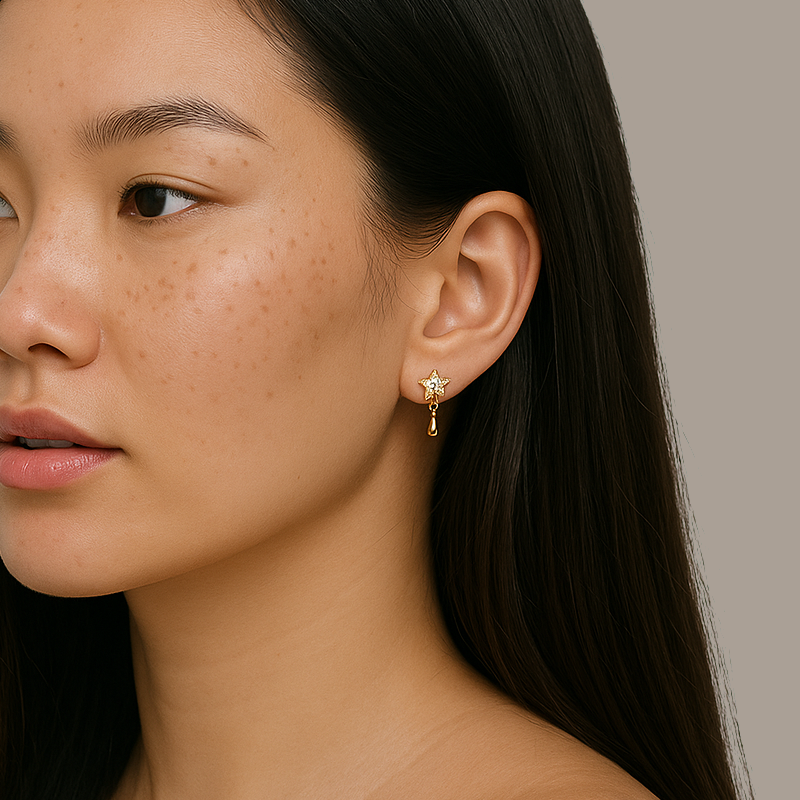 14ct Yellow Gold Mini Star Diamond Single Stud