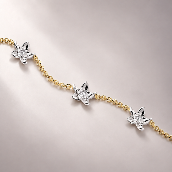 Luludi Flower Mix Metal Bracelet in Gold