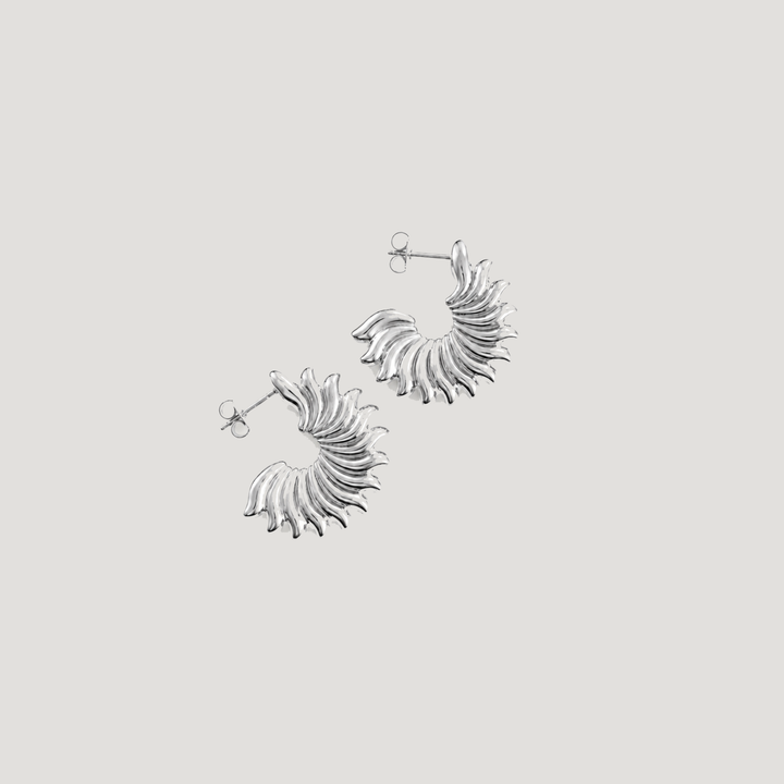 Sun Claw Midi Hoops in Silver by YOJ