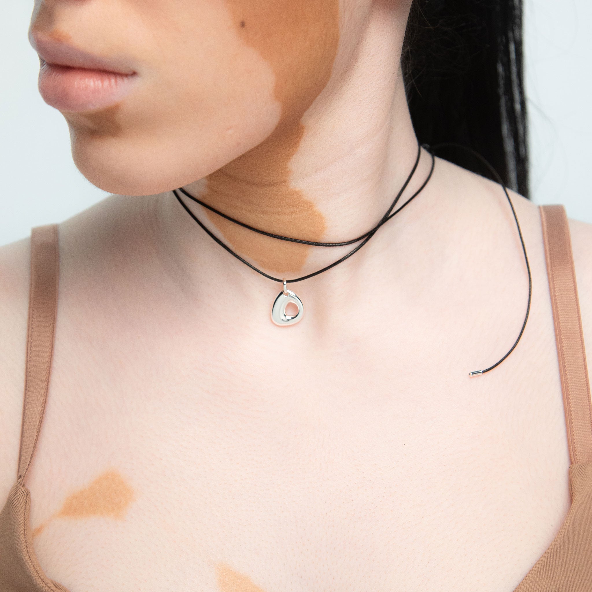 Initial D Cord String Necklace in Silver