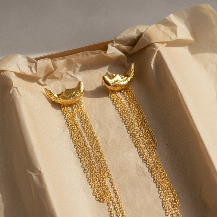 Qiuoro Mini Face on Chain Stud Earrings in Gold