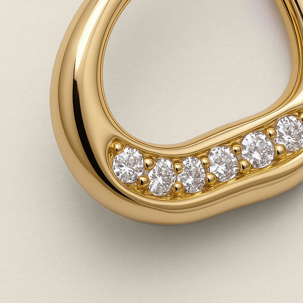 14ct Yellow Gold Midi Pouble Diamond Hoops