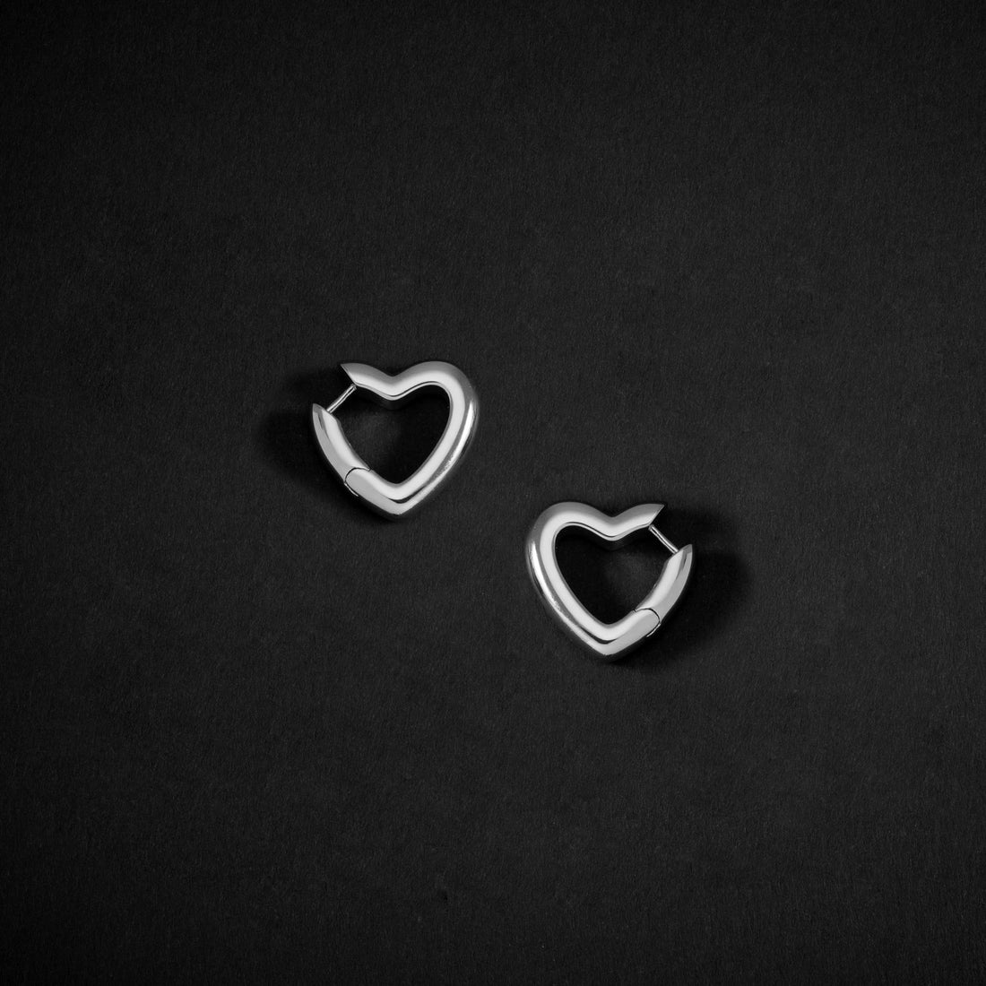 Loff Mini Heart Hoop Earrings in Silver