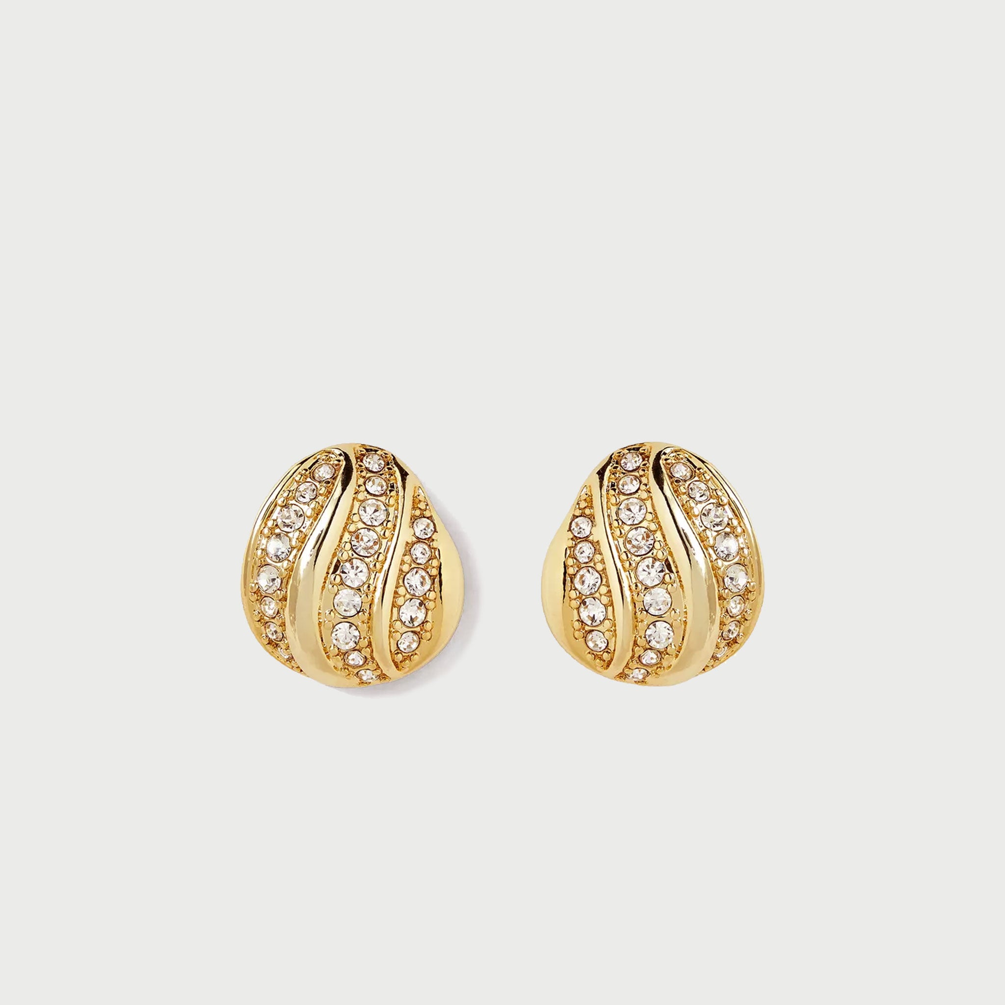 Twerti Pave Midi Studs In Gold & Crystals