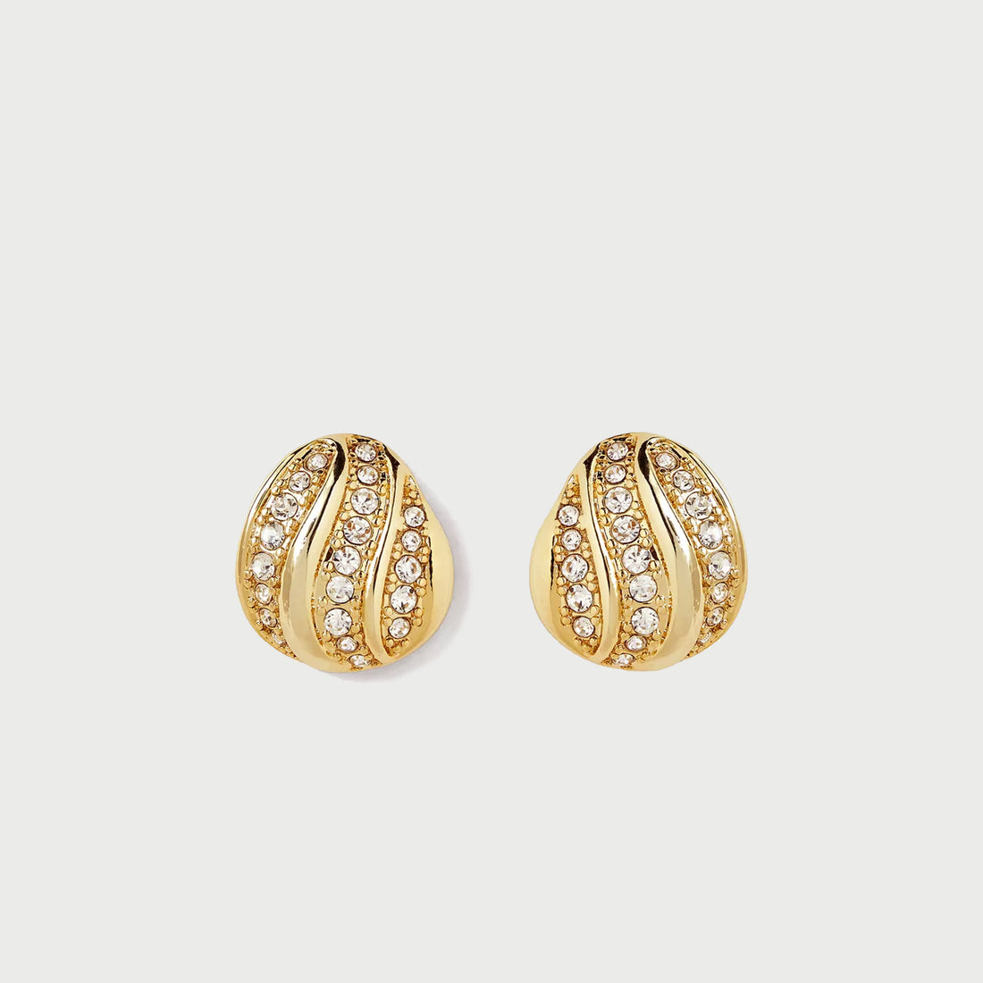 Twerti Pave Midi Studs In Gold & Crystals