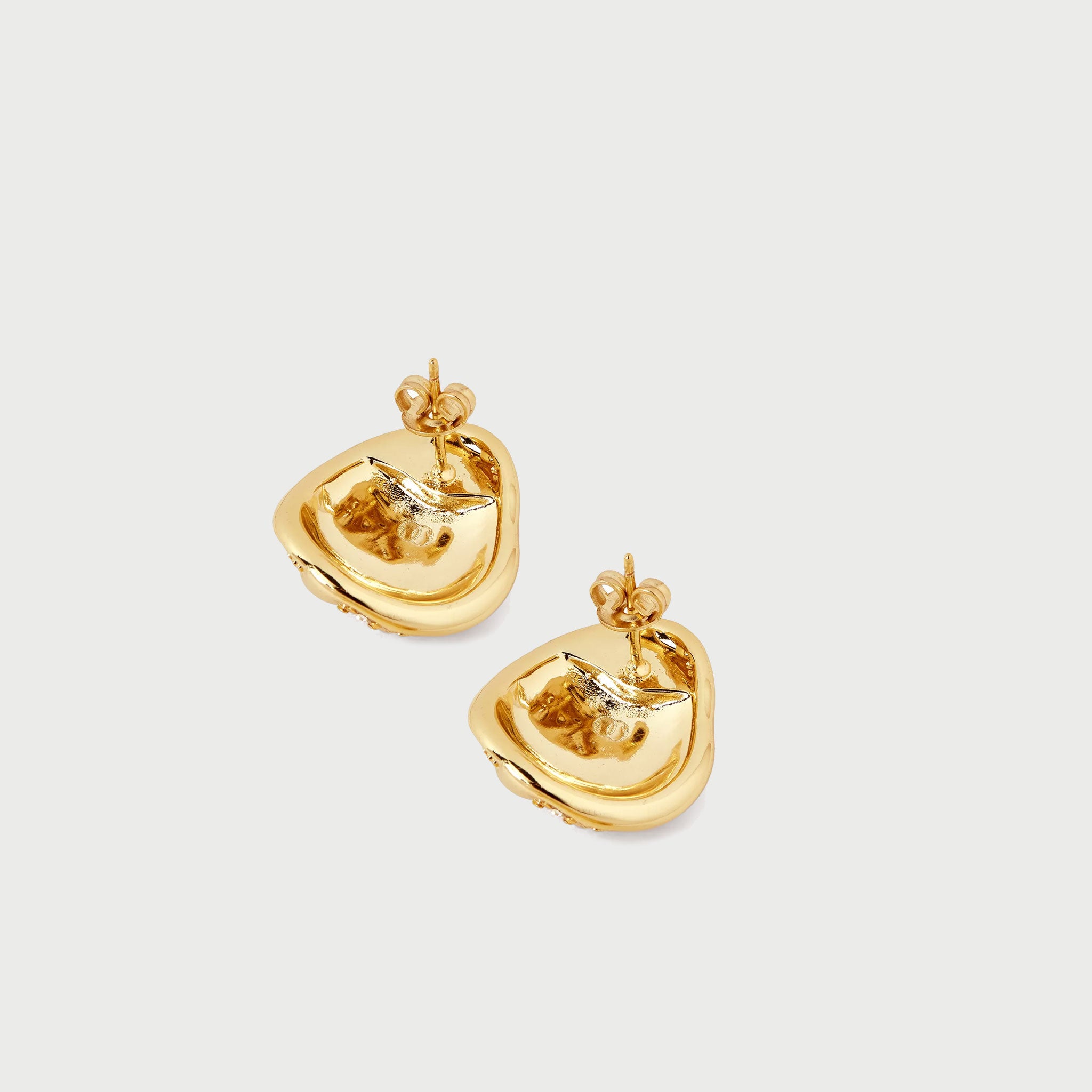 Twerti Pave Midi Studs In Gold & Crystals