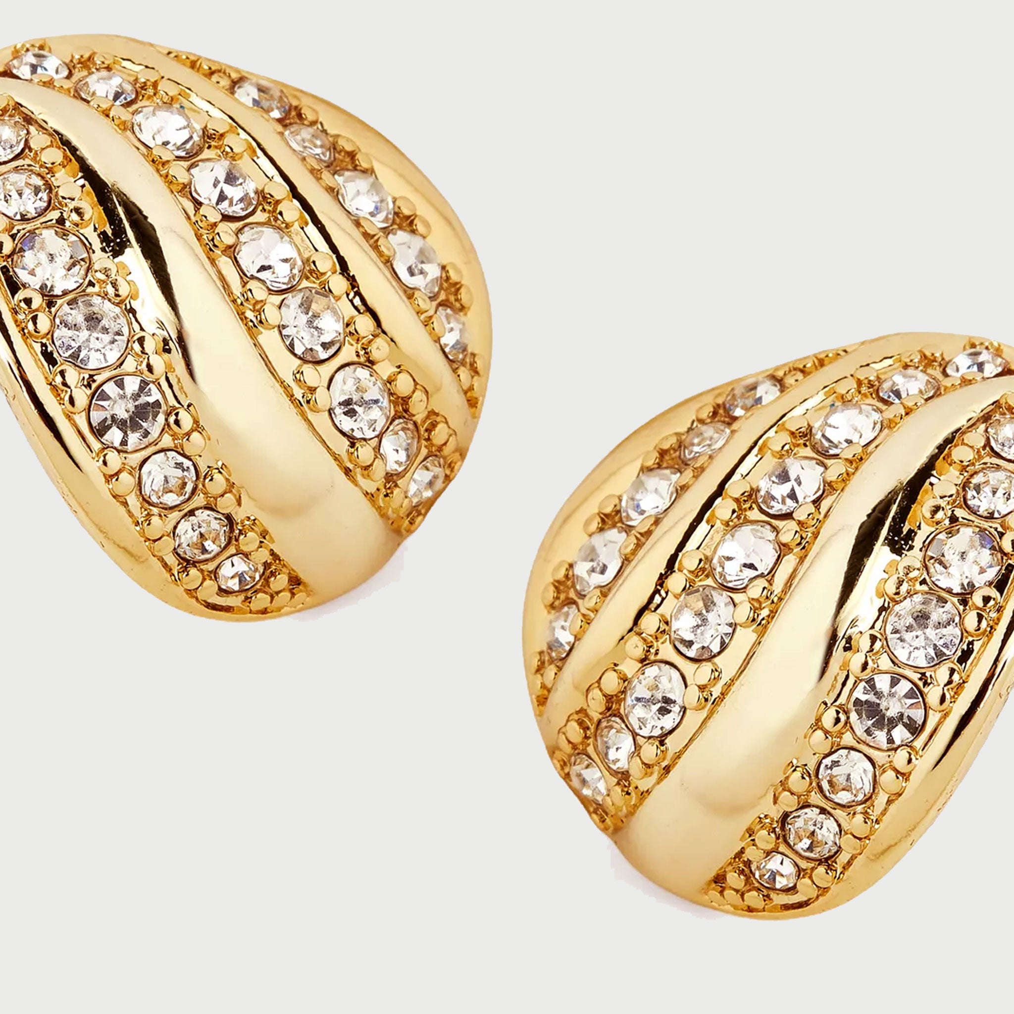 Twerti Pave Midi Studs In Gold & Crystals
