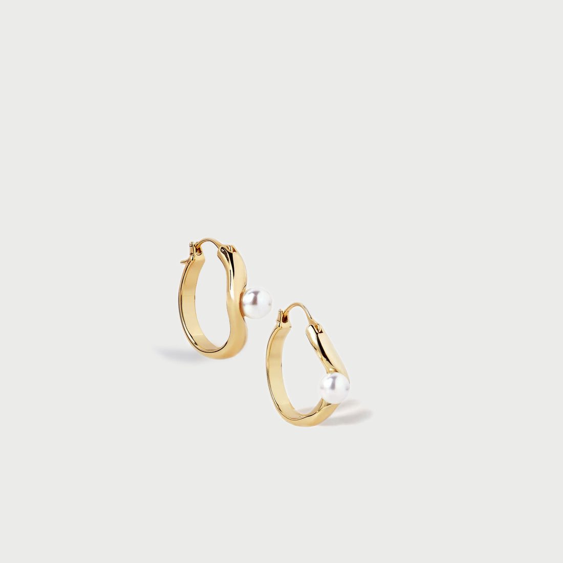 Twerti Pearl Hoop Earrings In Gold & Crystals