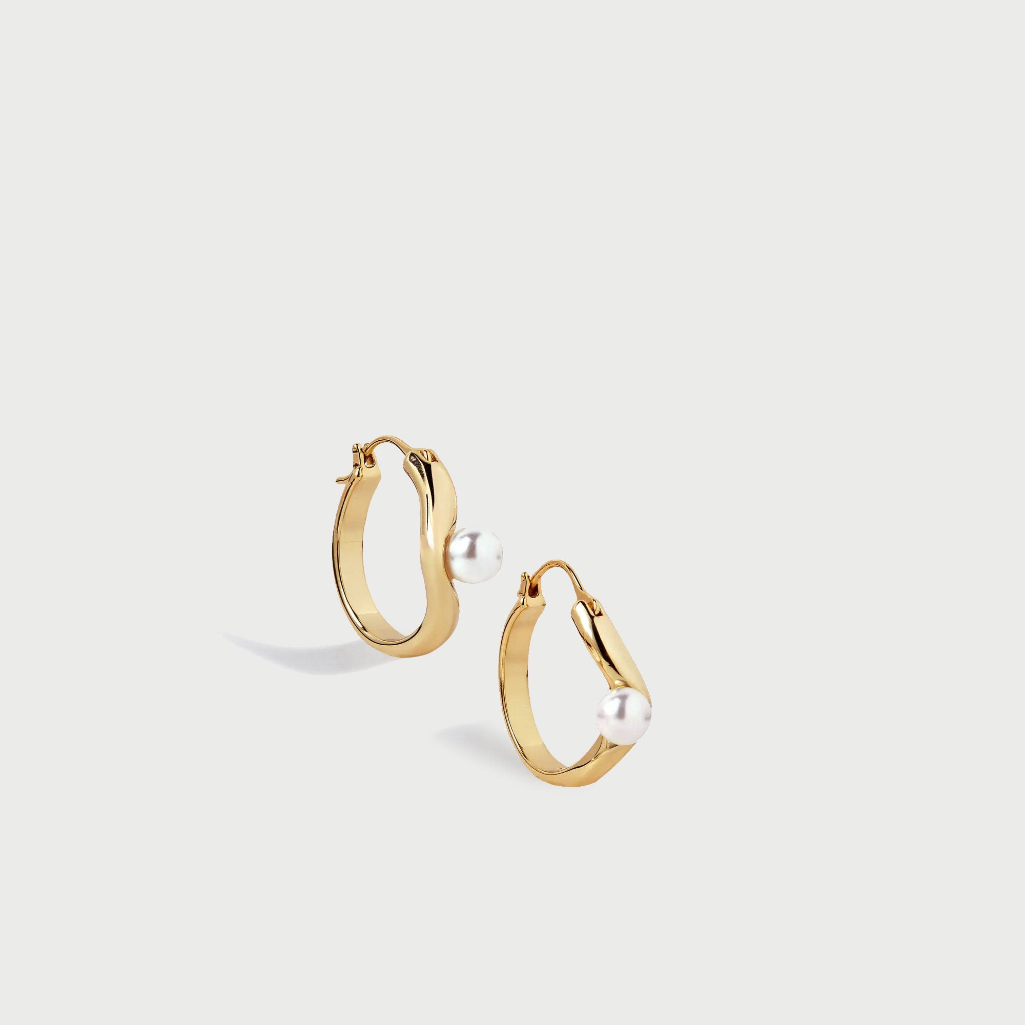 Twerti Pearl Hoop Earrings In Gold & Crystals