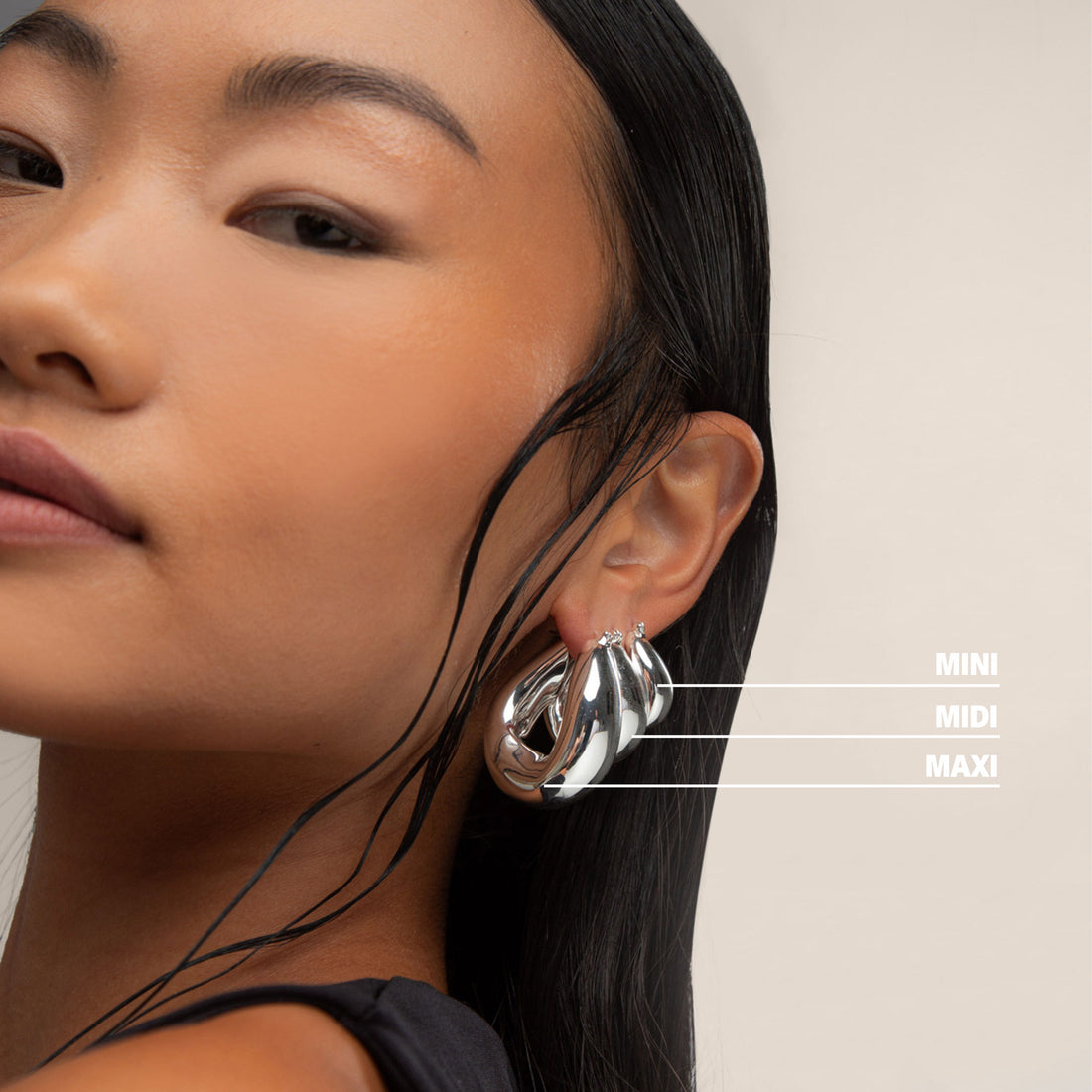 Falin Midi Chubby Hoop Earrings in Silver