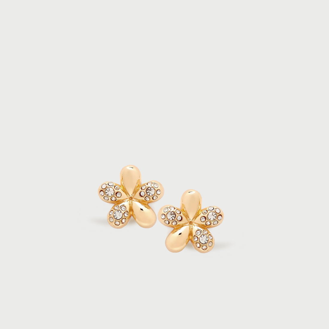 Luna Mini Flower Crystal Stud Earring in Gold