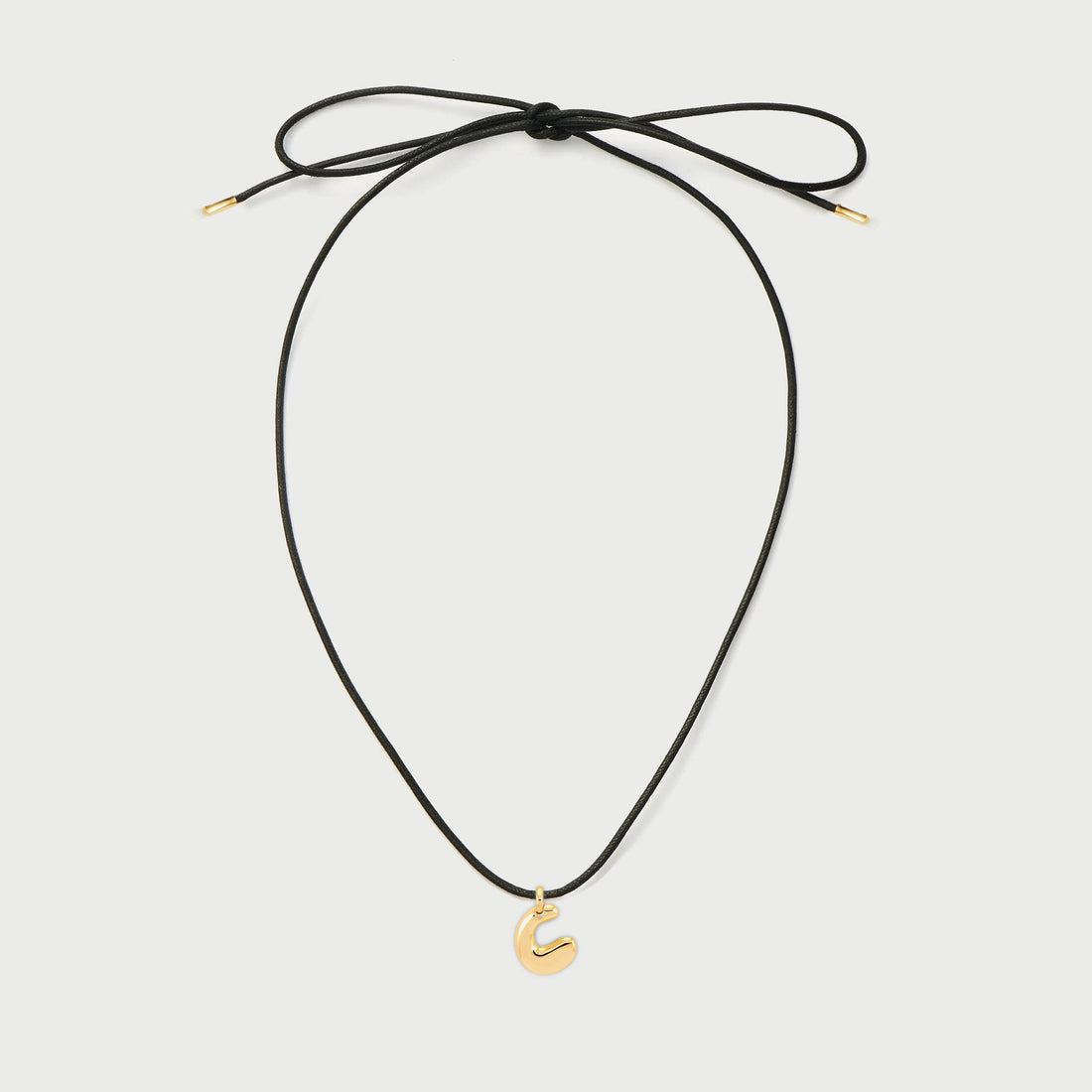 Initial C Cord String Necklace in Gold