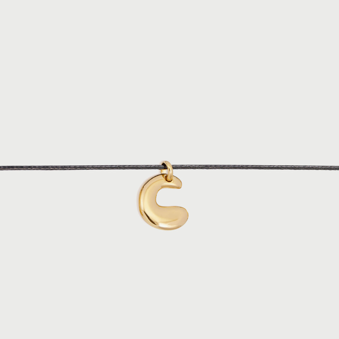 Initial C Cord String Necklace in Gold