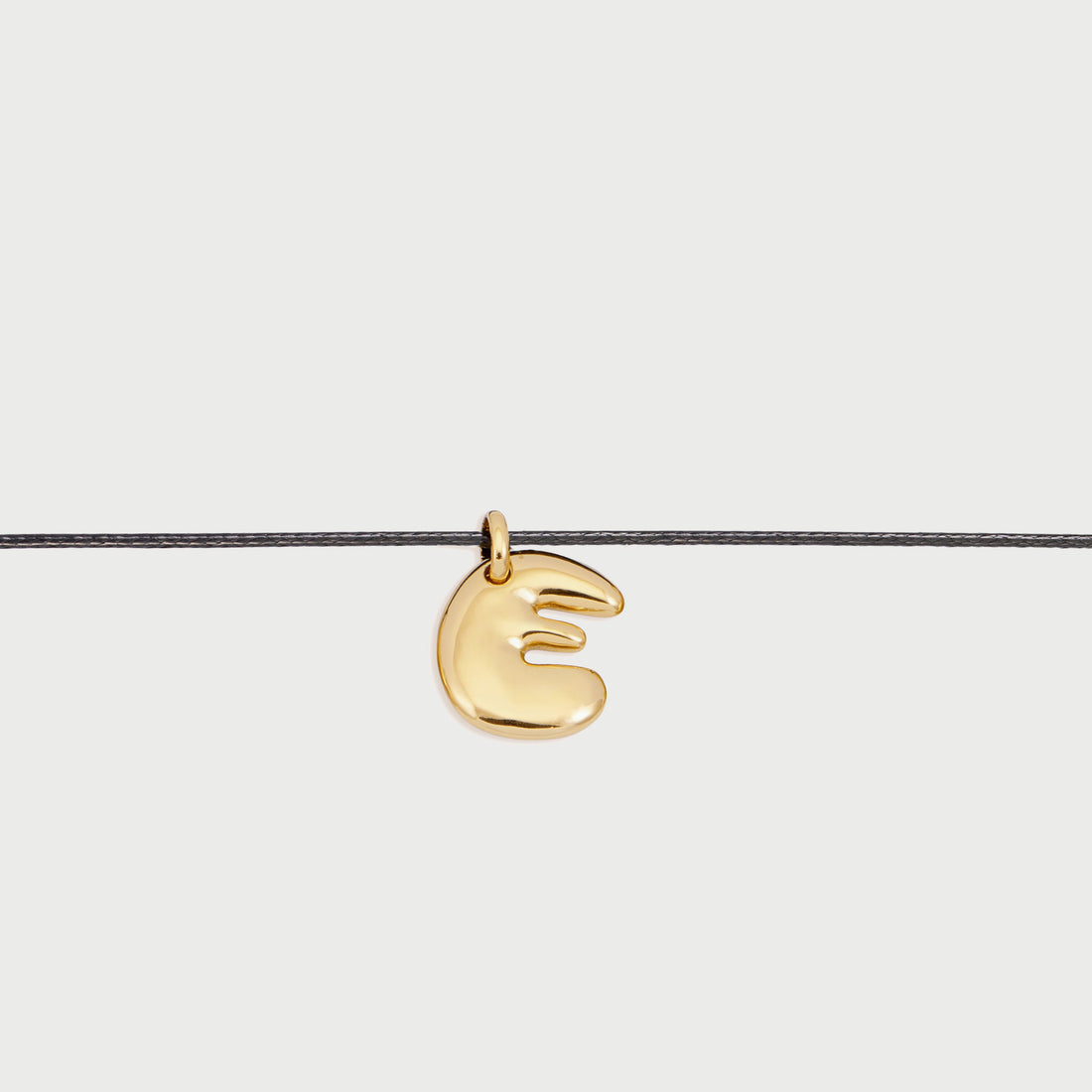 Initial E Cord String Necklace in Gold