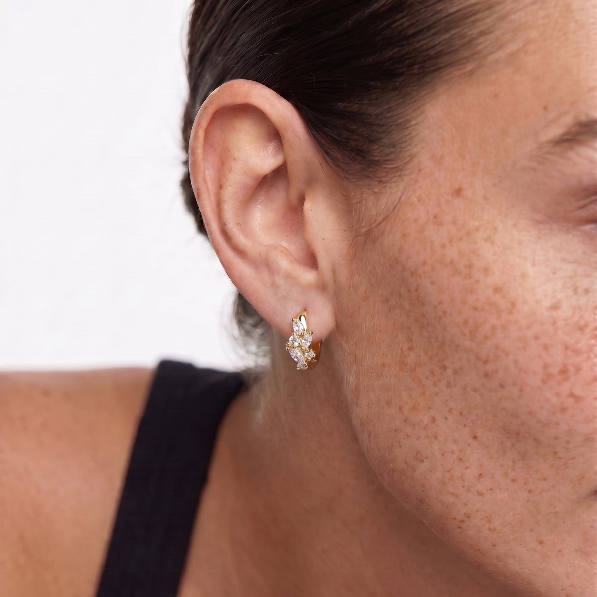 Mirage Midi Hoops In Gold & Crystals