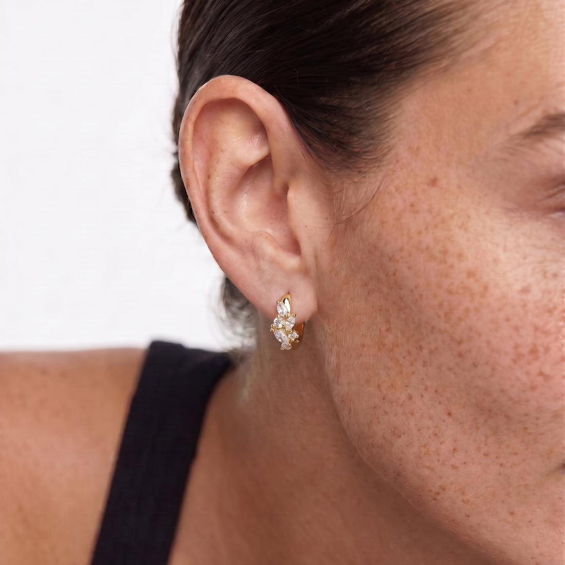 Mirage Midi Hoops In Gold & Crystals