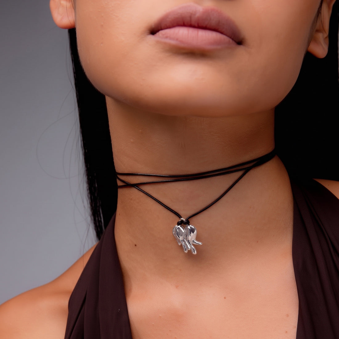 Loff Mini Cord Necklace in Silver and Black