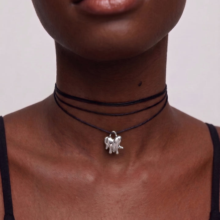 Loff Mini Cord Necklace in Silver and Black