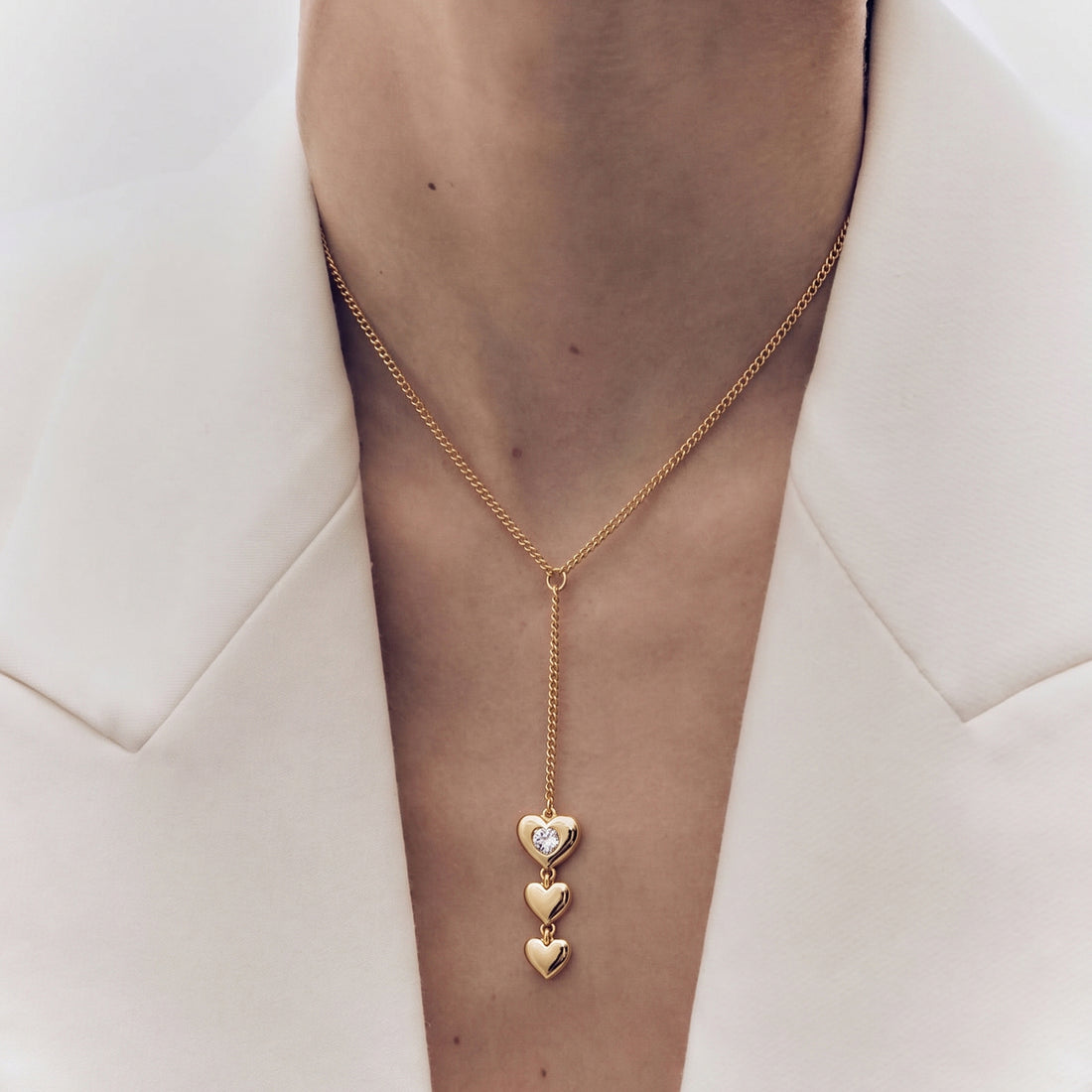 AFELLO LARIAT NECKLACE IN GOLD & CRYSTALS