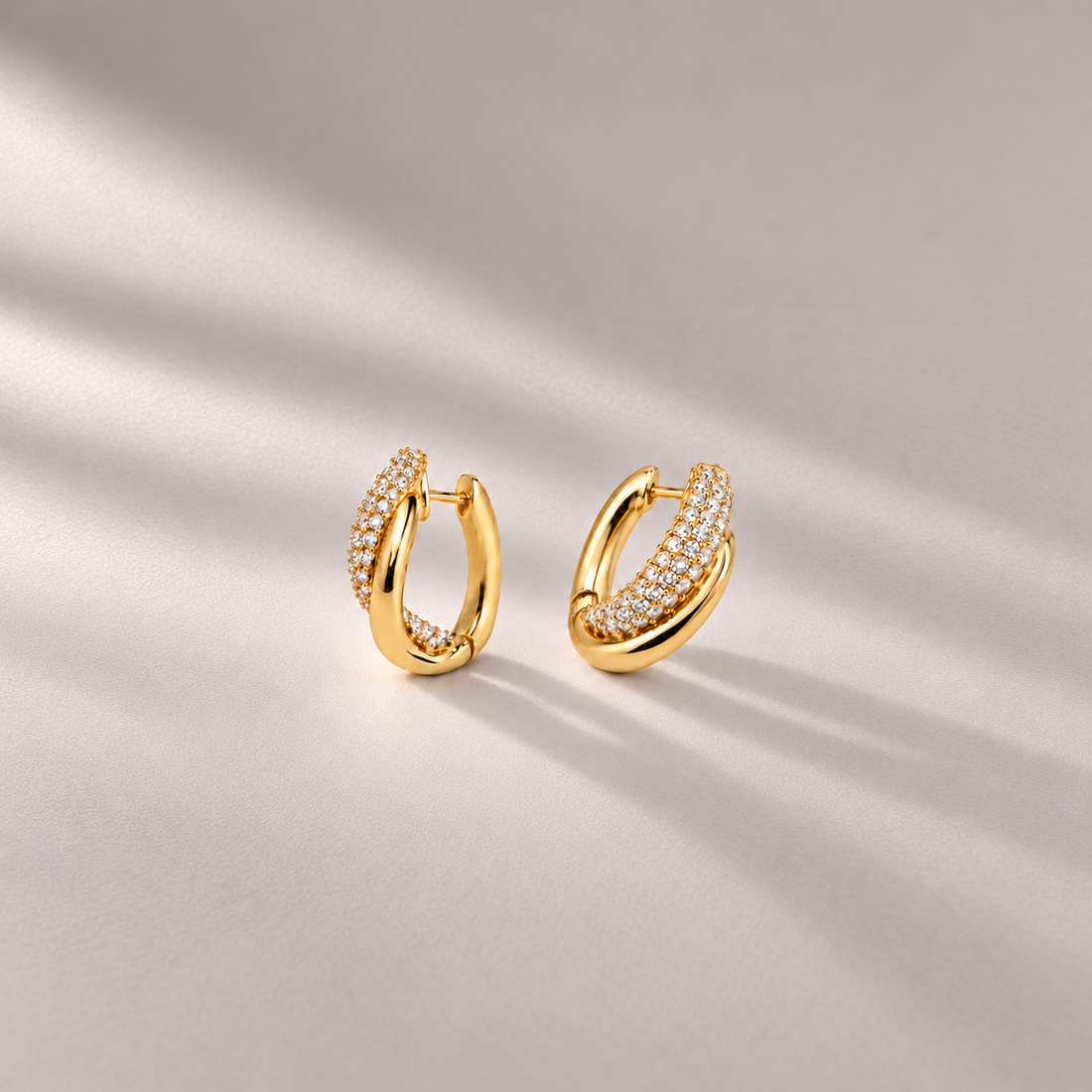 Infinity Pave Hoops In Gold & White Crystals