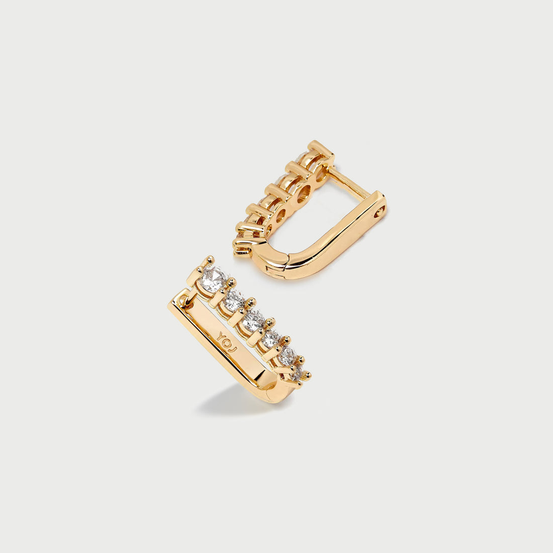 Marlo Midi Hoop Crystal Earrings in Gold