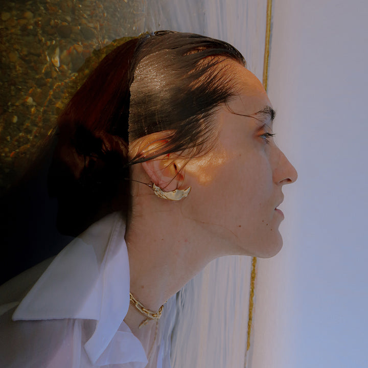 Quatro Maxi Face On Stud Earnings in Gold