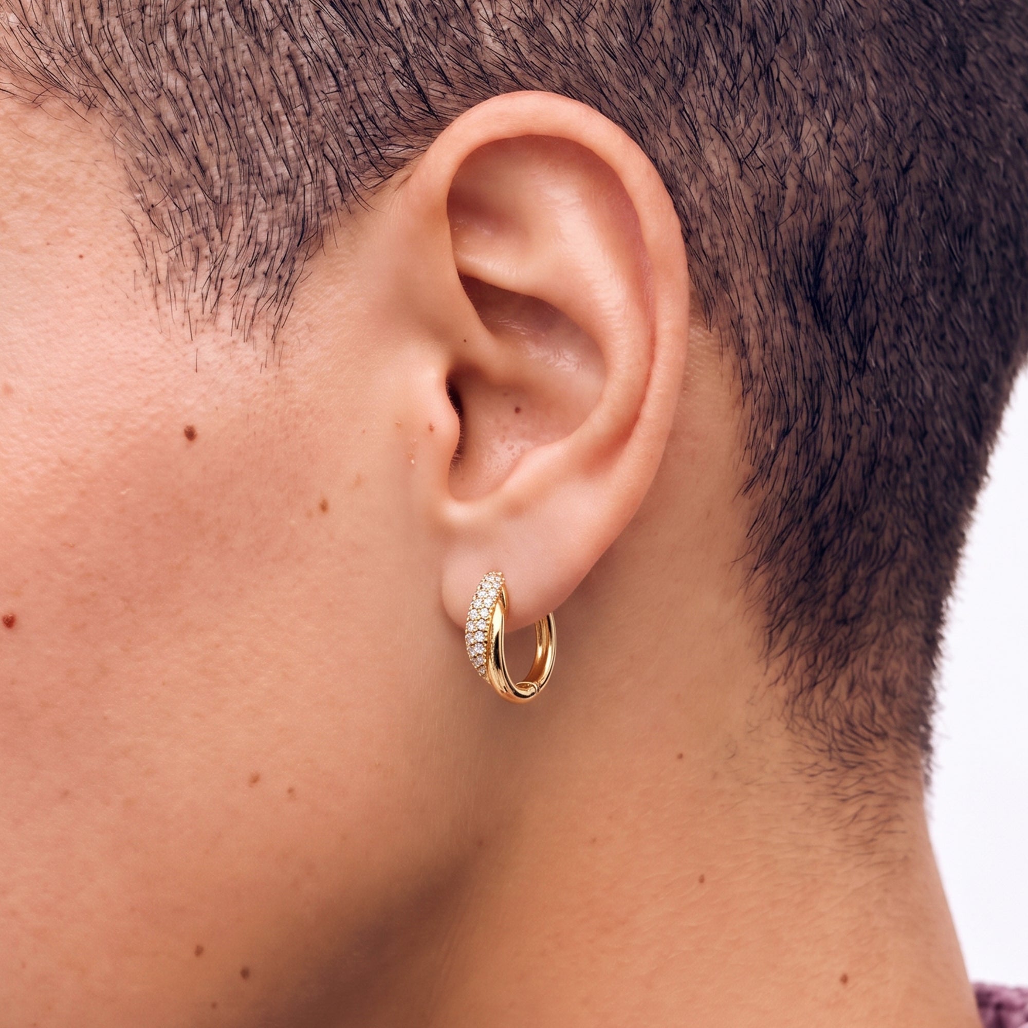 Infinity Pave Hoops In Gold & White Crystals