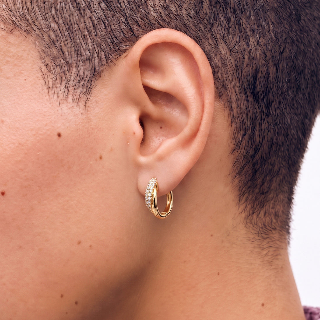 Infinity Pave Hoops In Gold & White Crystals