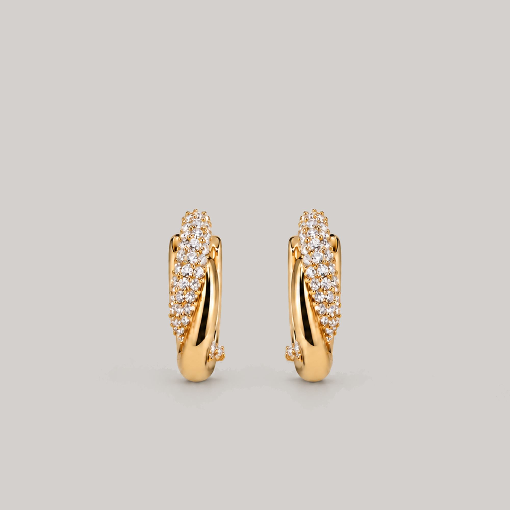 Infinity Pave Hoops In Gold & White Crystals