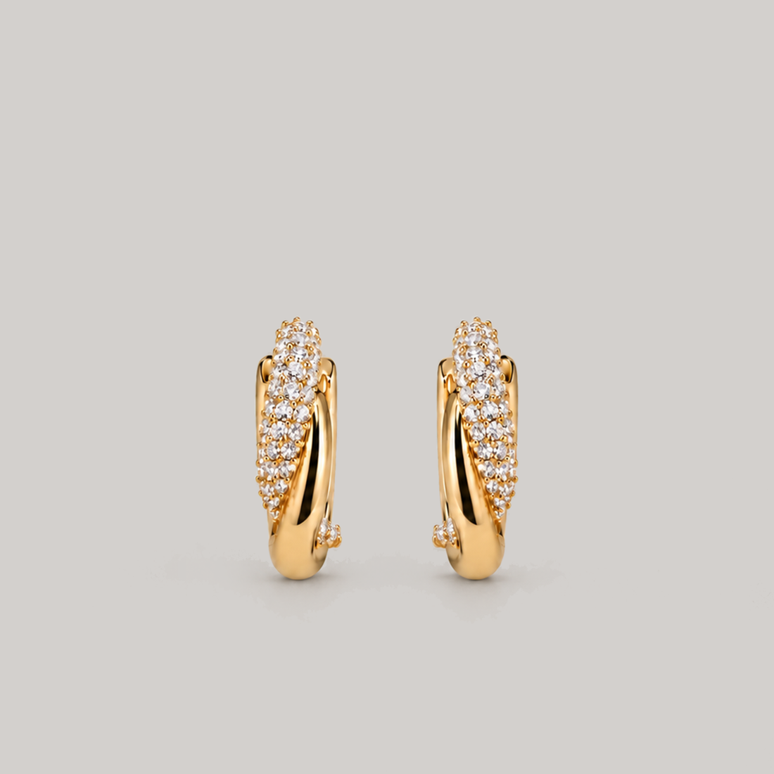 Infinity Pave Hoops In Gold & White Crystals