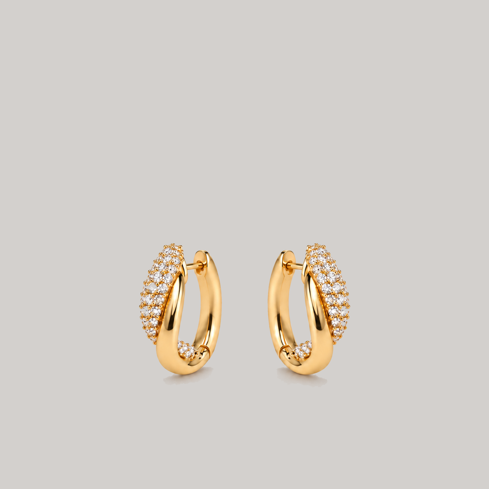 Infinity Pave Hoops In Gold & White Crystals