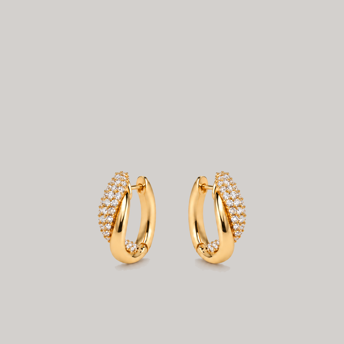 Infinity Pave Hoops In Gold & White Crystals