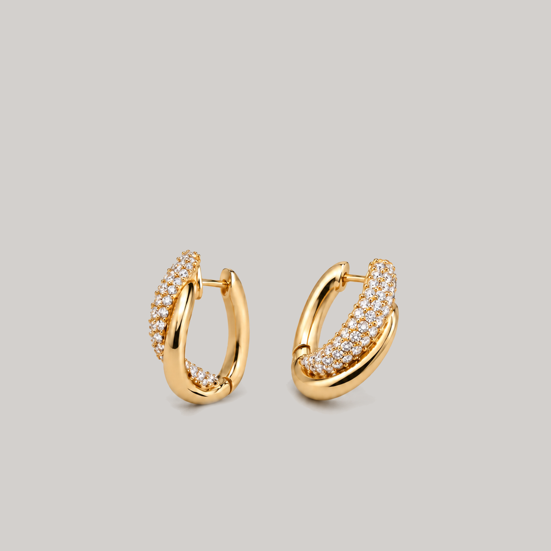 Infinity Pave Hoops In Gold & White Crystals