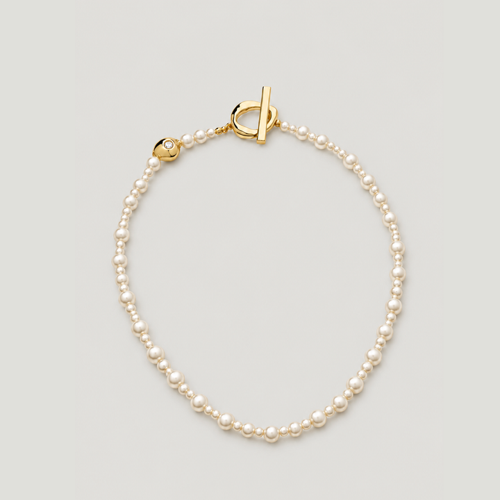 Verlo Pearl Beaded Necklace in Gold & Pearls by YOJ