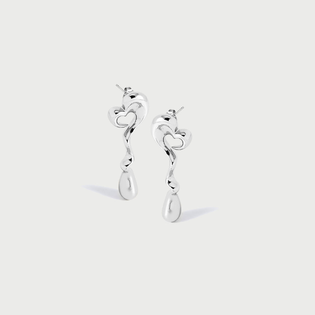 Heart Maxi Face On Stud Earrings in Silver