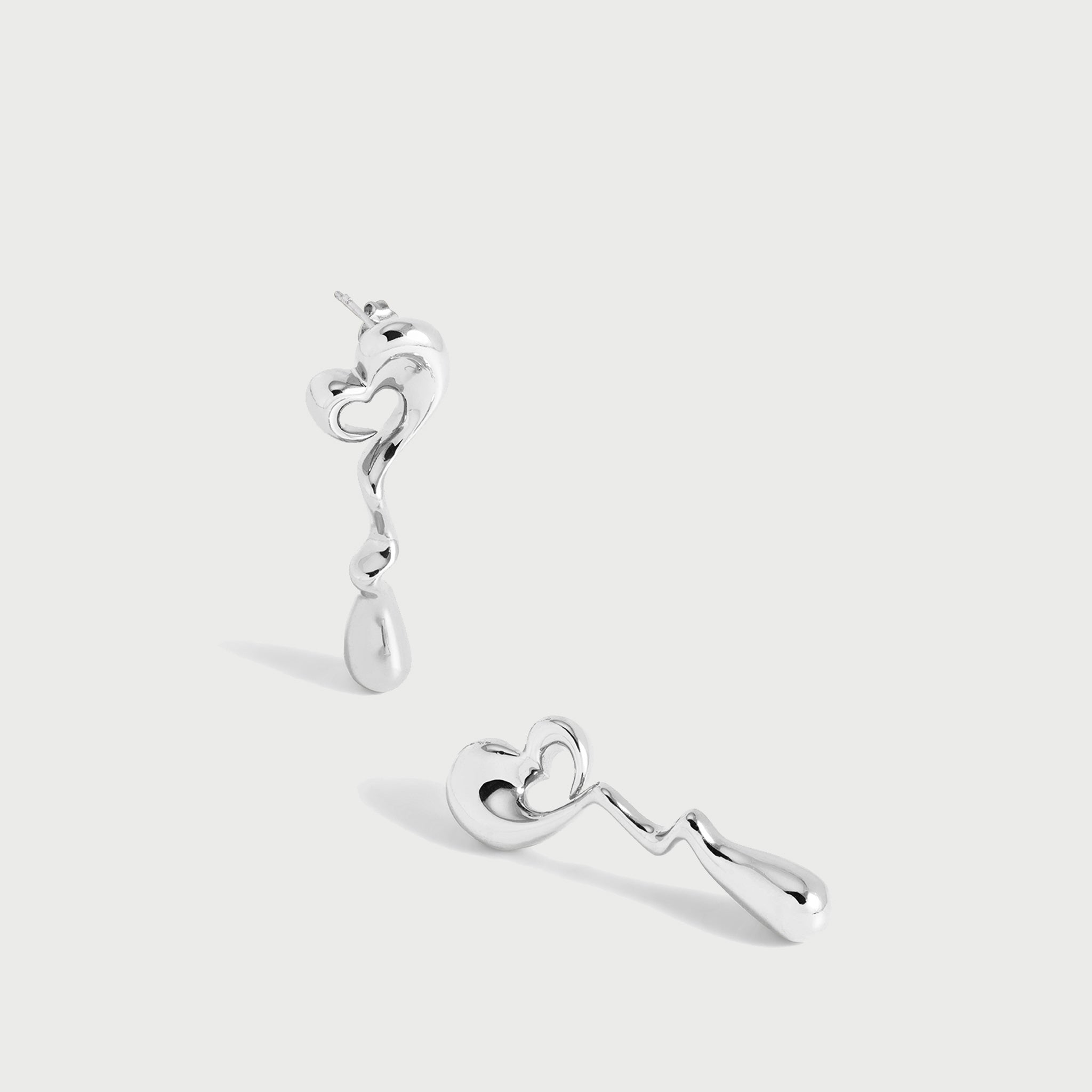 Heart Maxi Face On Stud Earrings in Silver