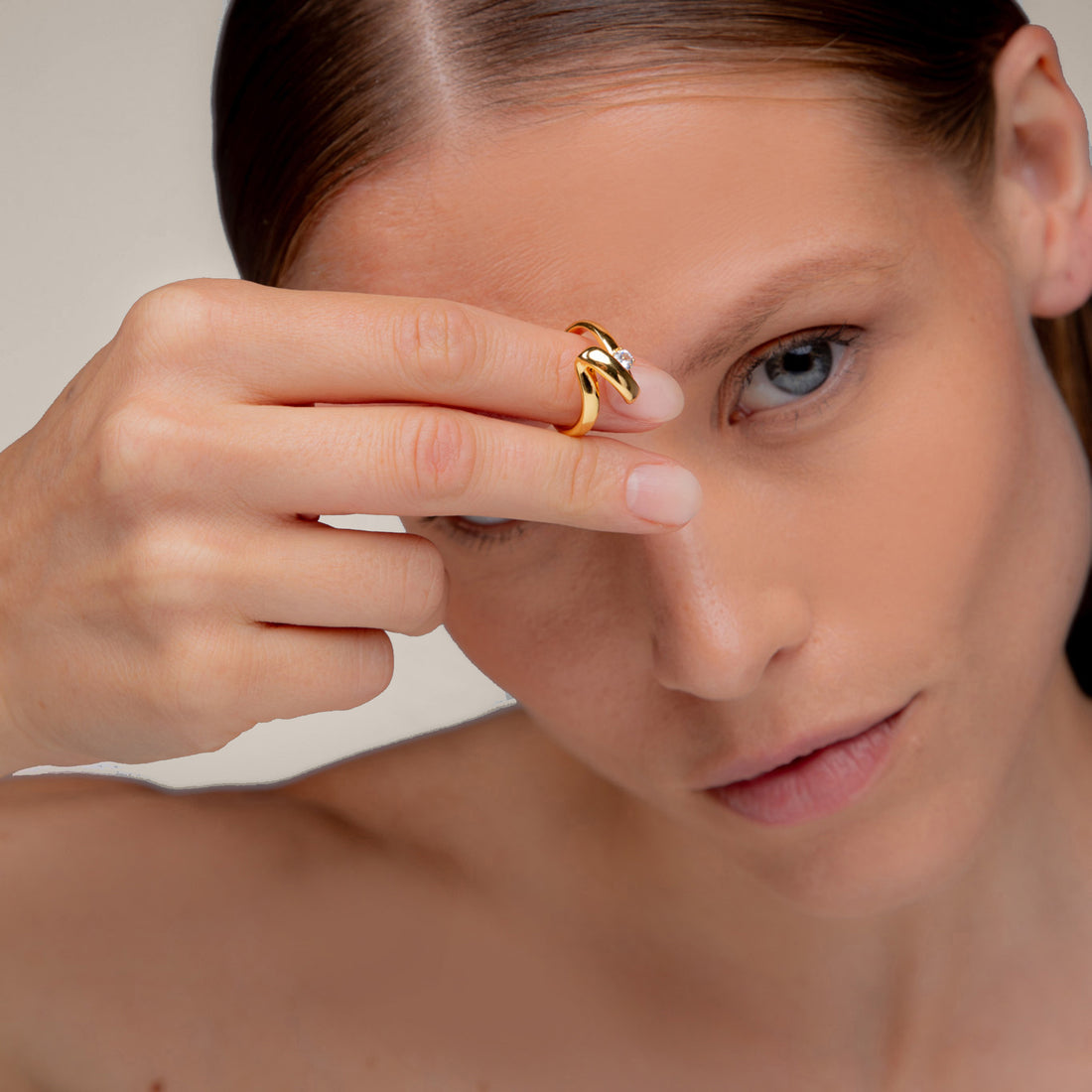 POTOSKA x YOJ Cleo Crystal Ring in Gold