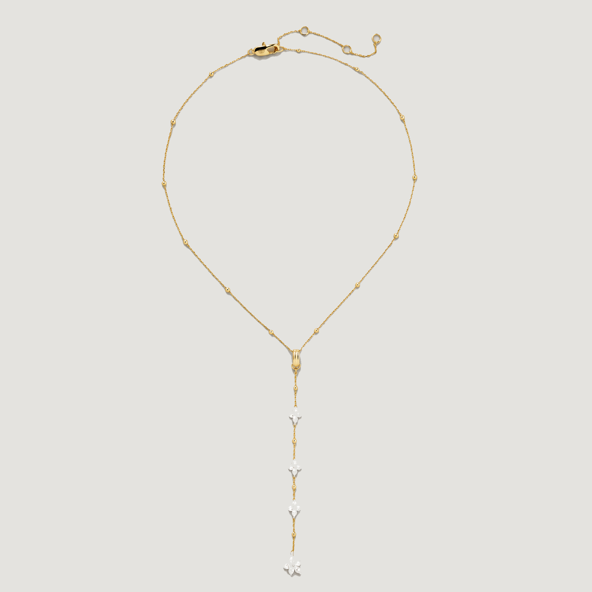 Floral Lariat Necklace In Gold Two Tone