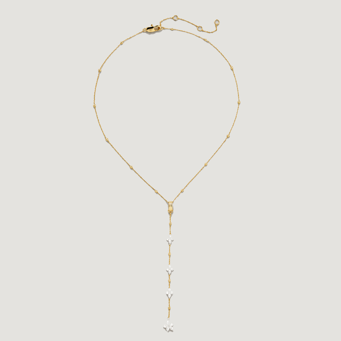 Floral Lariat Necklace In Gold Two Tone