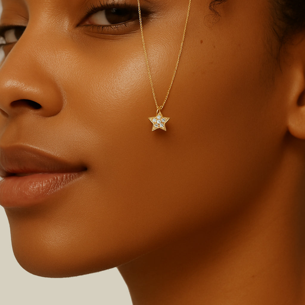 14ct Yellow Gold Star Diamond Necklace