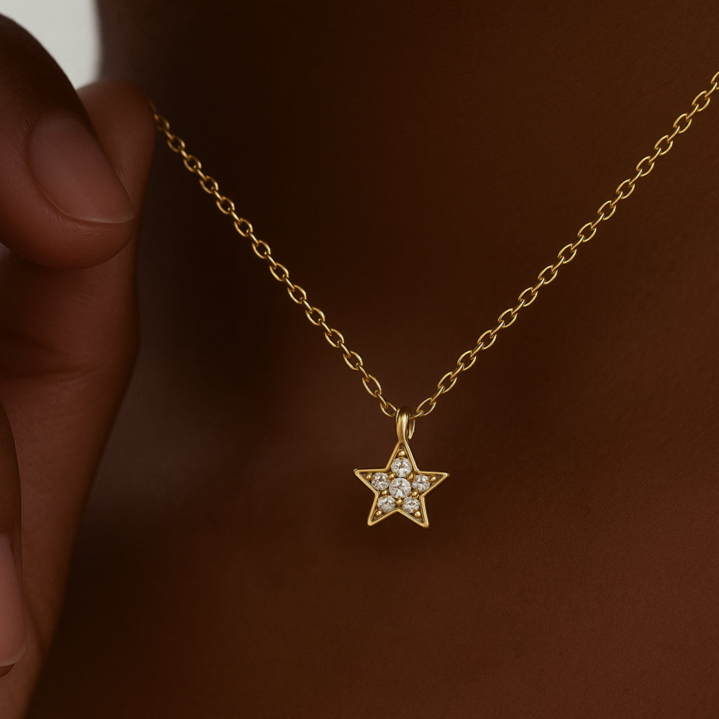 14ct Yellow Gold Star Diamond Necklace