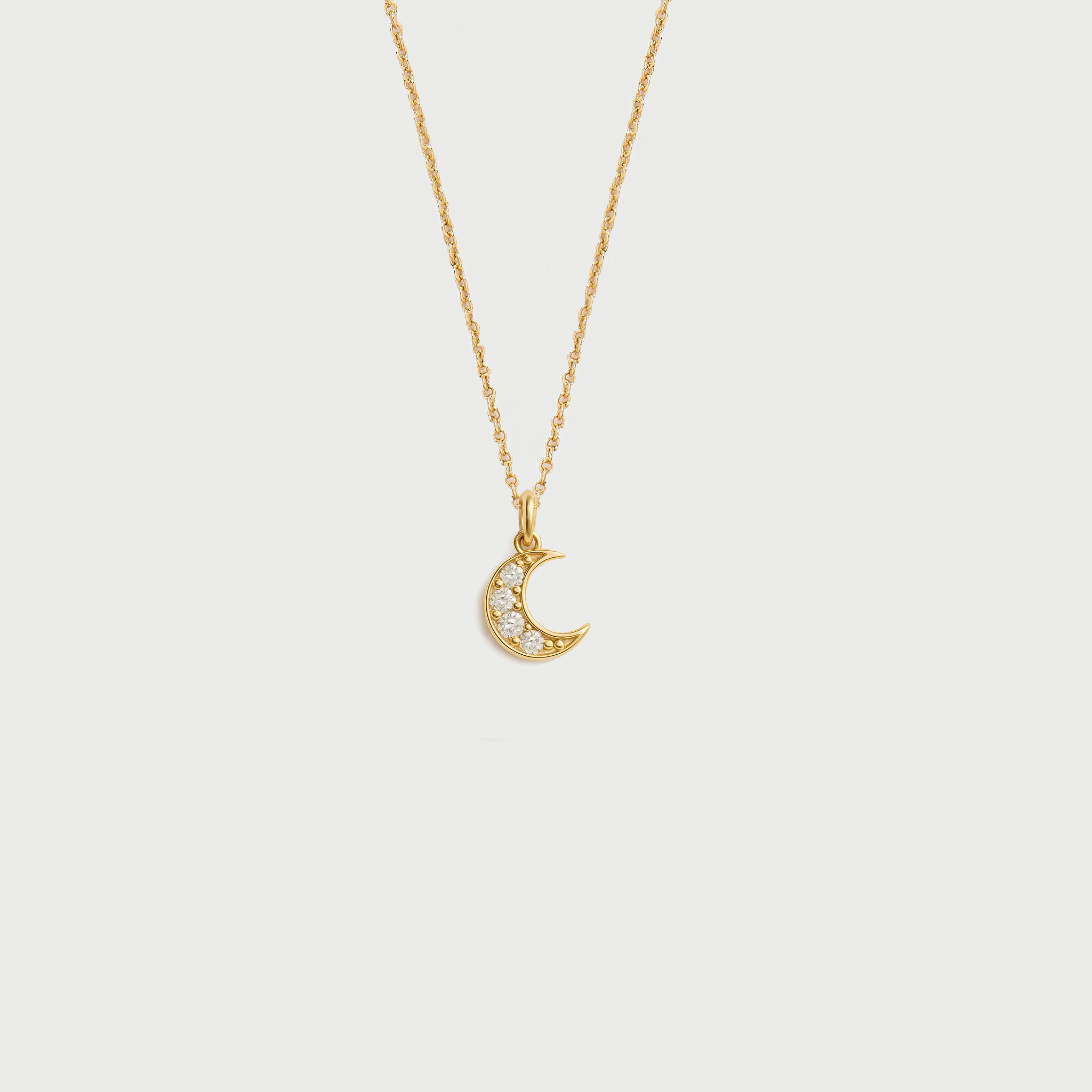 14ct Yellow Gold Moon Diamond Necklace
