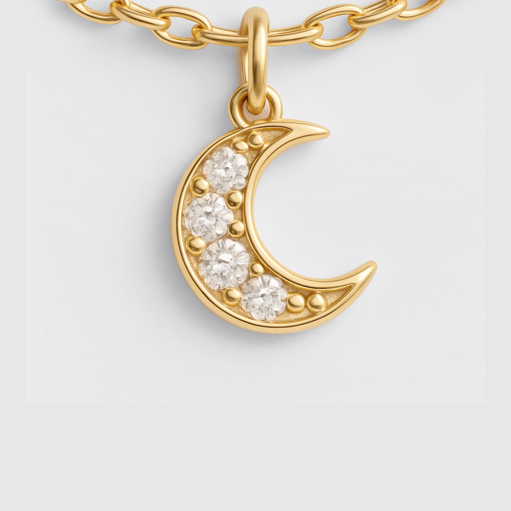 14ct Yellow Gold Moon Diamond Necklace