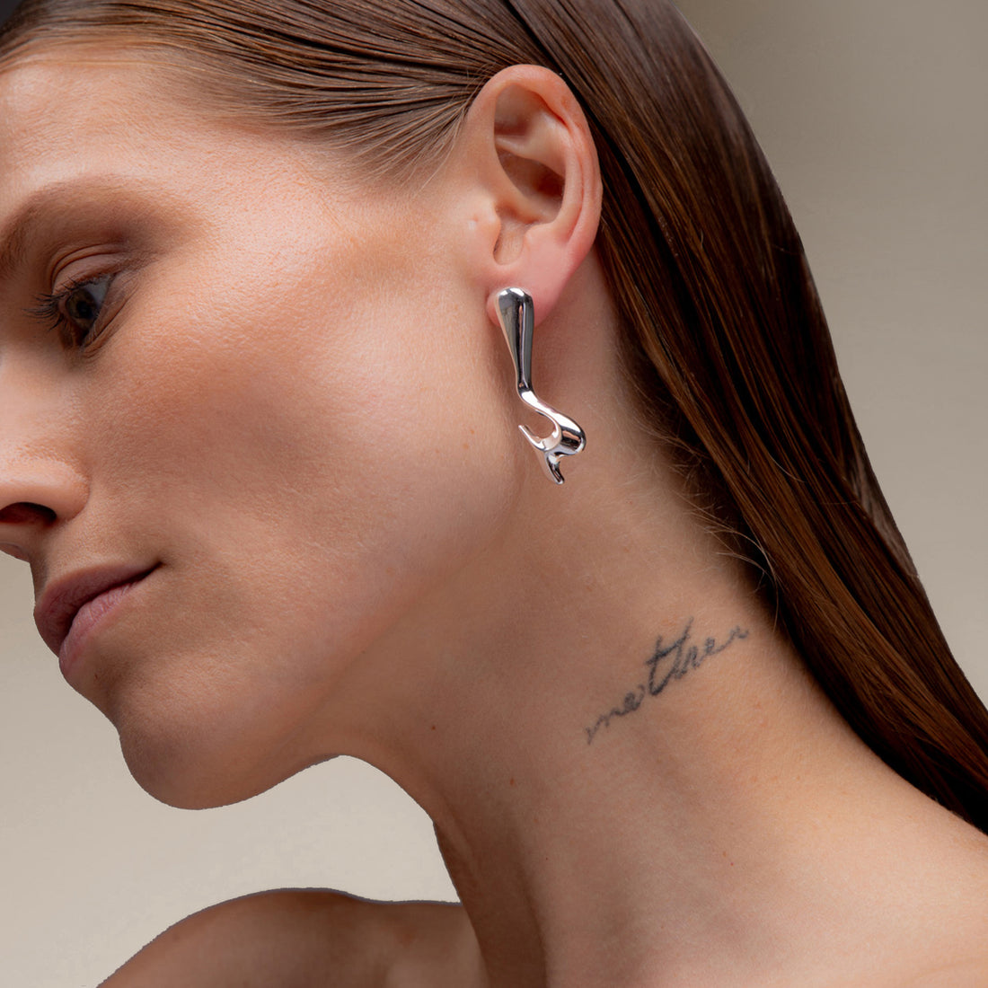 POTOSKA x YOJ Avro Drop Stud Earrings in Silver