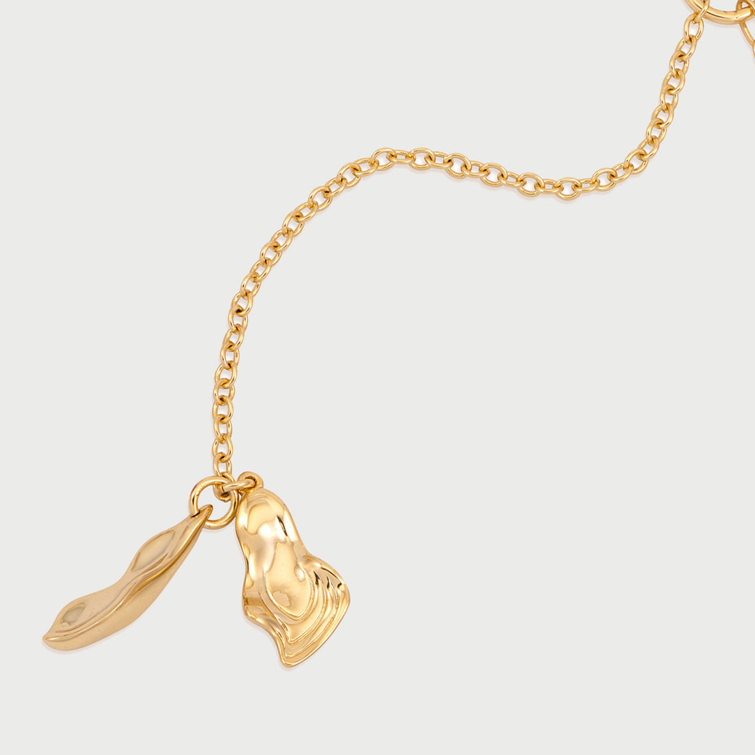 Lariat Mix Chain Necklace in Gold