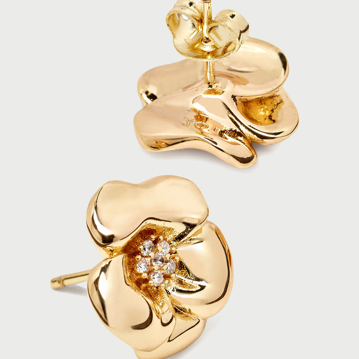 Lulu Midi Flower Stud Earring in Gold